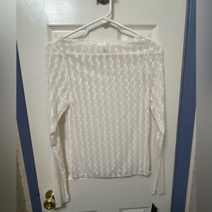 Wild Fable White Sheer Blouse, Size M